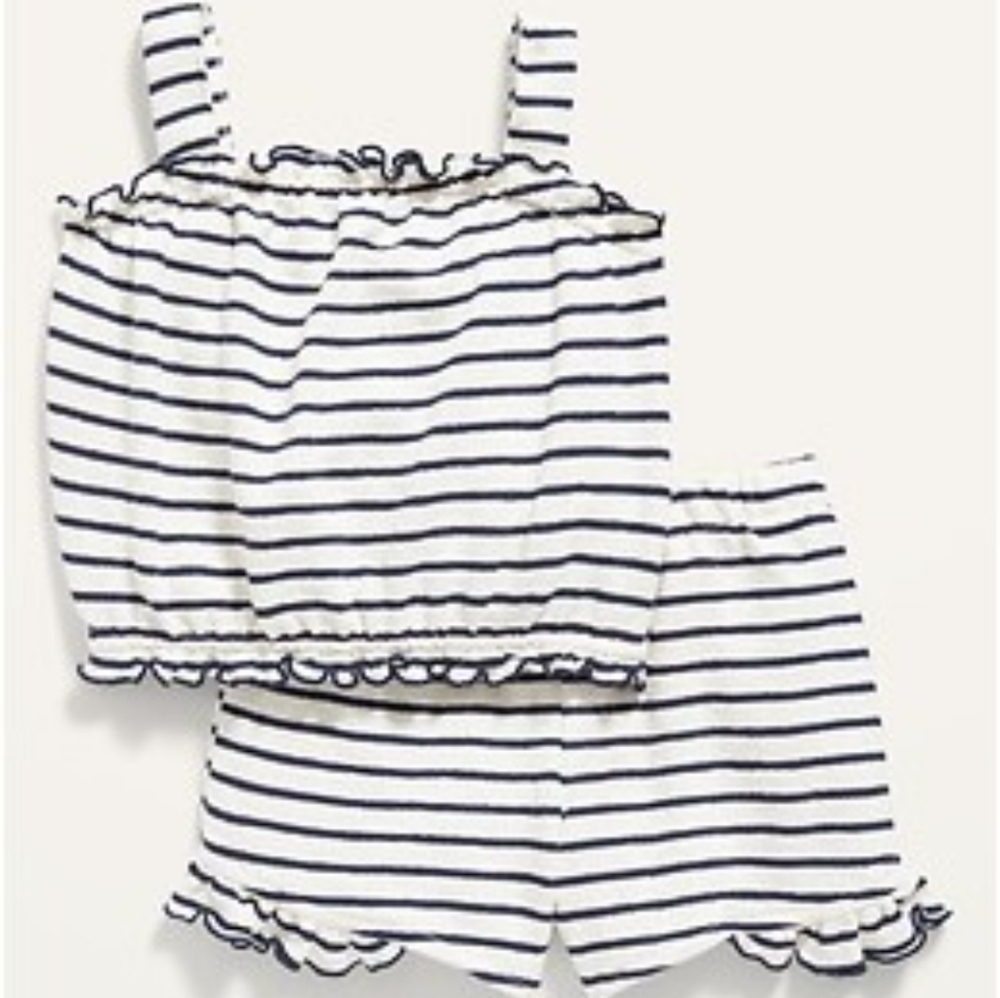 New W Tags Old Navy Sleeveless Ruffle-Trim Top and Shorts Set Sz 3T